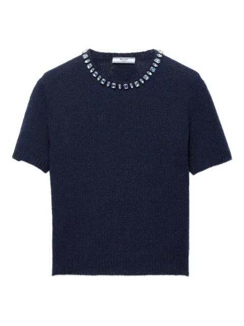 Prada embellishment ribbed top Blue P24V2BSOOO18M6