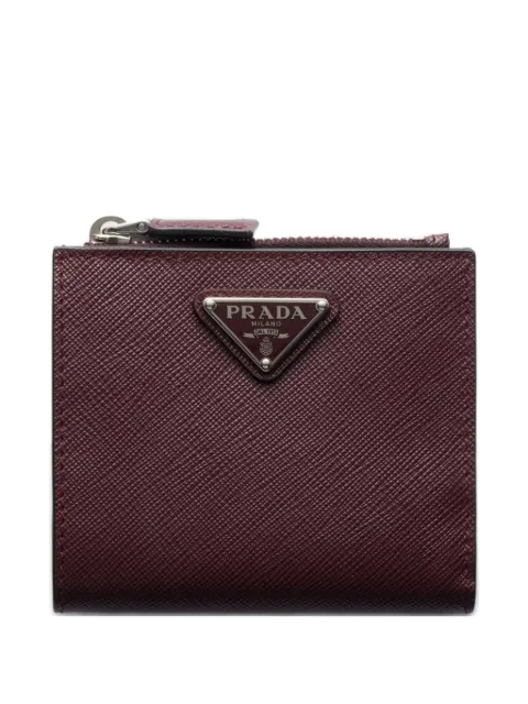Prada small triangle logo saffiano leather wallet Red 2ML049QHH