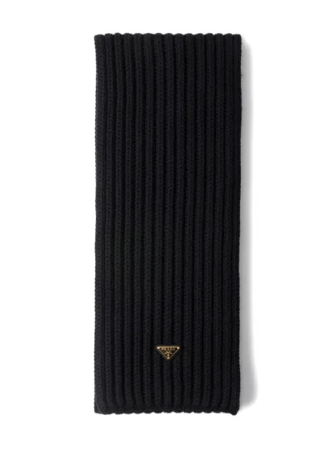 Prada enameled triangle knit scarf Black 1FS1372DZL
