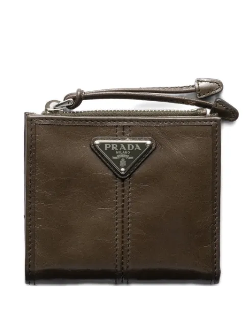 Prada triangle logo zip leather wallet Brown 2ML0492CX7