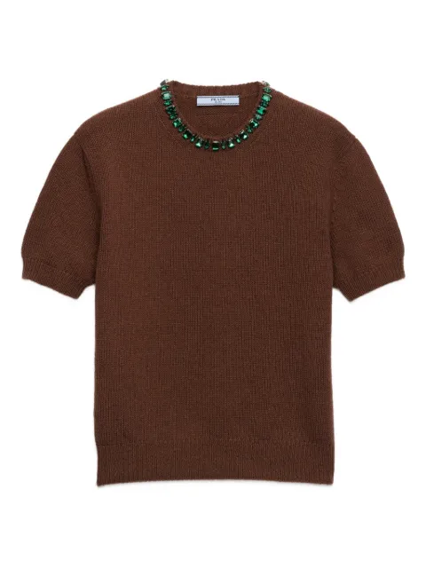 Prada wool and cashmere crew-neck sweater Brown P24V2BSOOO18M6