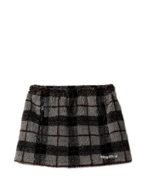 Miu Miu checked teddy miniskirt Grey MG2518SOOO18ZQ