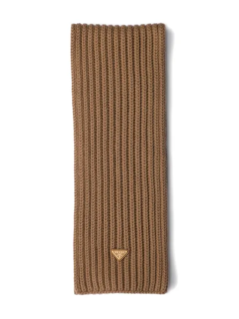 Prada enameled triangle knit scarf Brown 1FS1372DZL