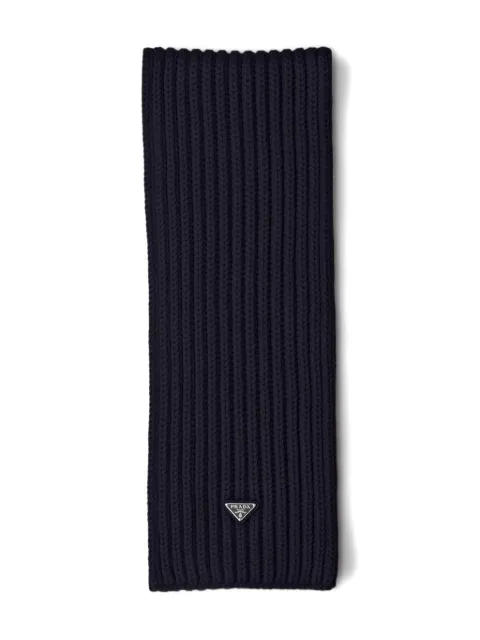 Prada enamelled triangle rib knit scarf Blue 1FS1372DZL