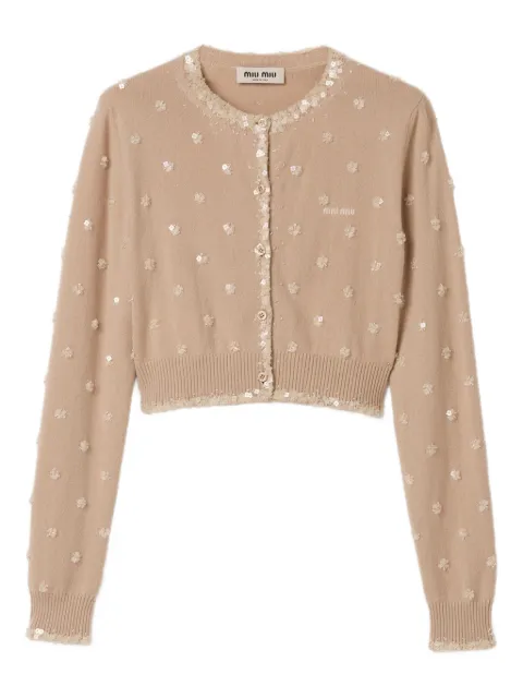 Miu Miu embroidered cashmere cardigan Neutrals MMF01CSOOO18YY