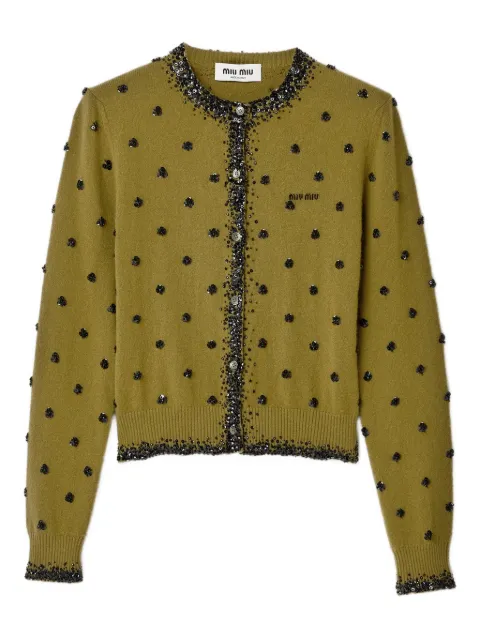 Miu Miu embroidered cashmere cardigan Green MMF01CSOOO18YY