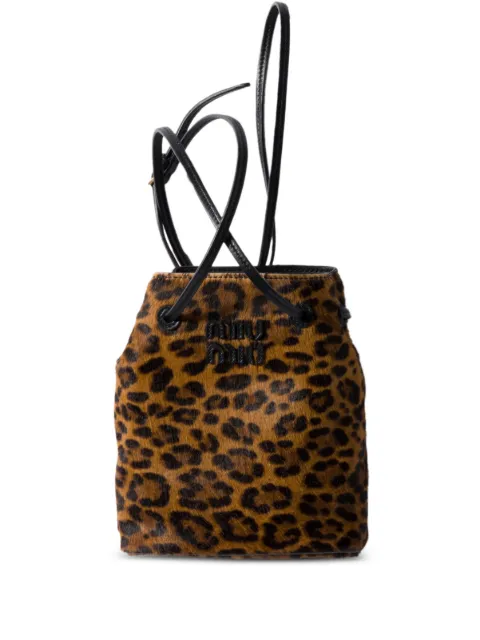 Miu Miu leopard-print logo-detail cross body bag Brown 5NF4602IFT