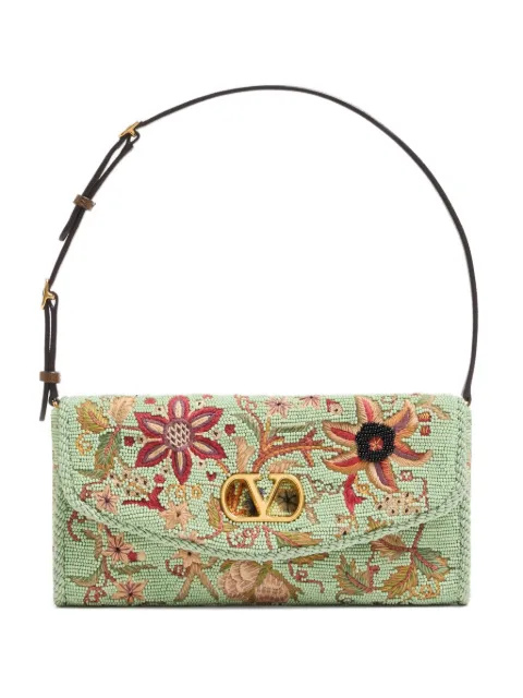 Valentino Garavani DeVain embroidered small shoulder bag Green WB0T31LTT