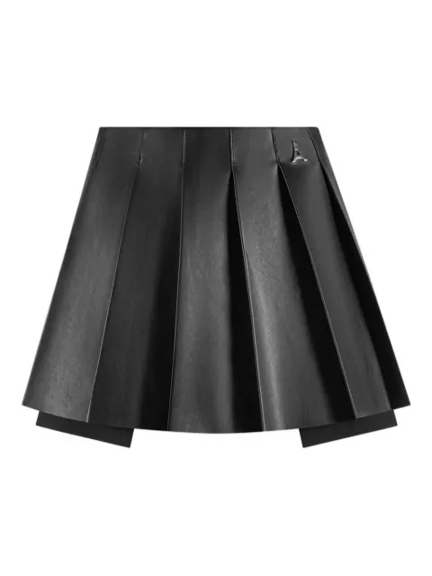 Manière De Voir Juliette in black leather pleated skort Black WMN3473