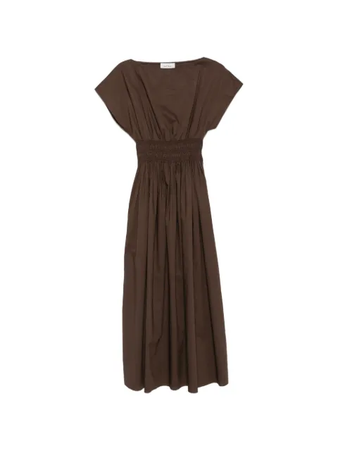 Matteau shirred-waist midi dress Brown SWMD