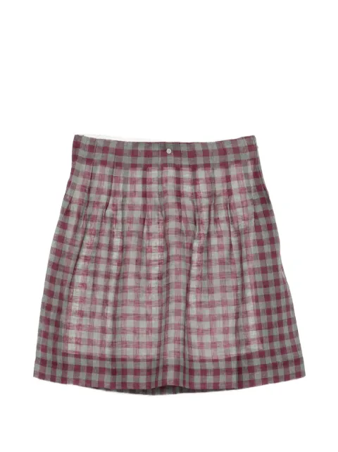 SHUSHU/TONG pleated check mini skirt Purple FSDFSK02MCC210PL100