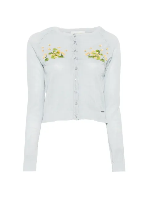 SHUSHU/TONG beaded floral knit cardigan Blue FSDFTO23WRI254BU100