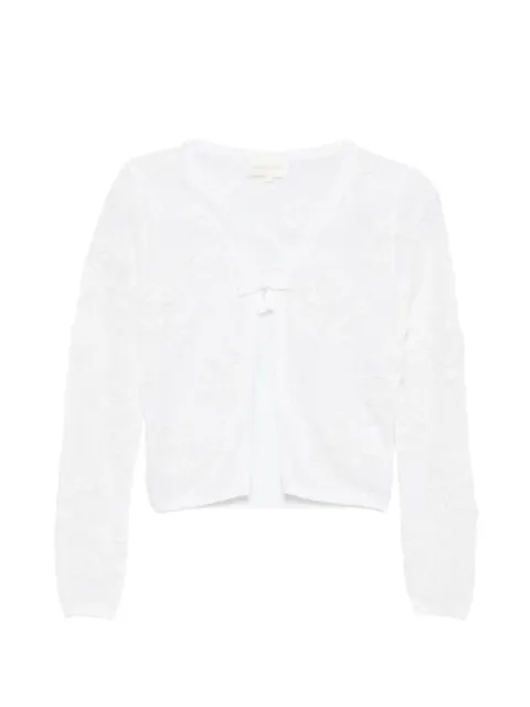 SHUSHU/TONG threadwork bow cardigan Black FSDFTO21FLA236WH100