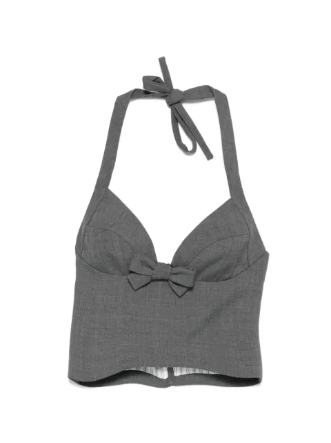 SHUSHU/TONG halterneck bow-tie top Grey FSDFTO06FFV456GR100