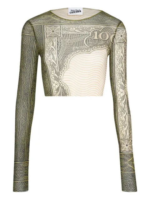 Jean Paul Gaultier long-sleeves printed crop top Neutrals 2601WTO452M023P
