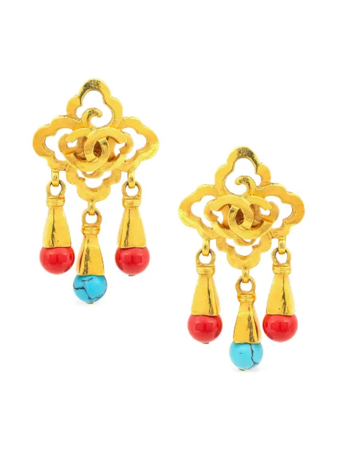 CHANEL Pre-Owned 1997 CC clip-on earrings Gold CSCR8919