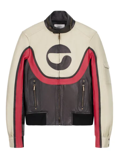 Coperni C-logo panelled leather jacket Neutrals COPOW45F6073B