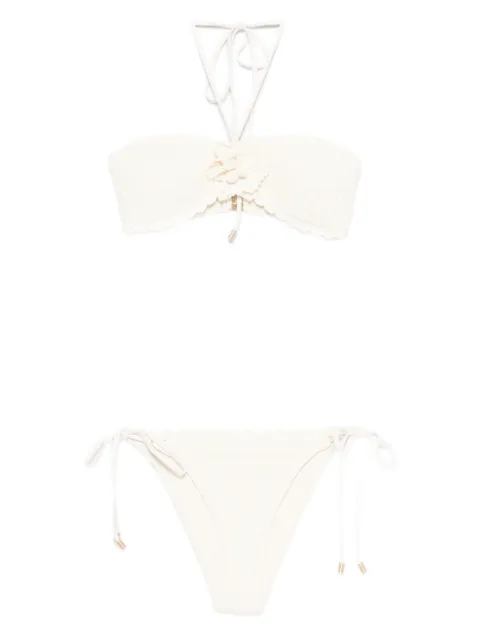 ZIMMERMANN flower-motif crochet-knit bikini Neutrals 6005WRS261CREAM