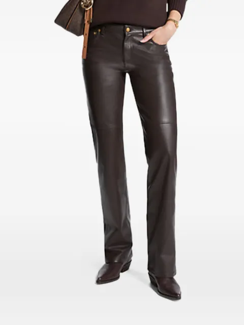 Michael Kors leather trousers Brown MT530UWFAF201CHOCOLATE