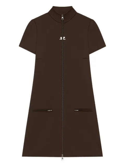 Courrèges zip-up short-sleeve mini dress Brown 8N1ME81983