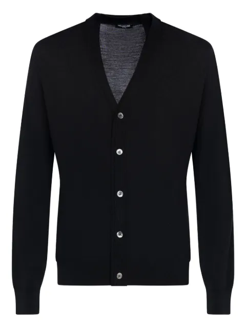 FRANZESE COLLECTION v-neck ribbed cardigan Black FE63133002
