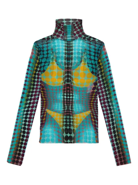 Jean Paul Gaultier high-neck dots-print top Blue 2601WTO445M018P