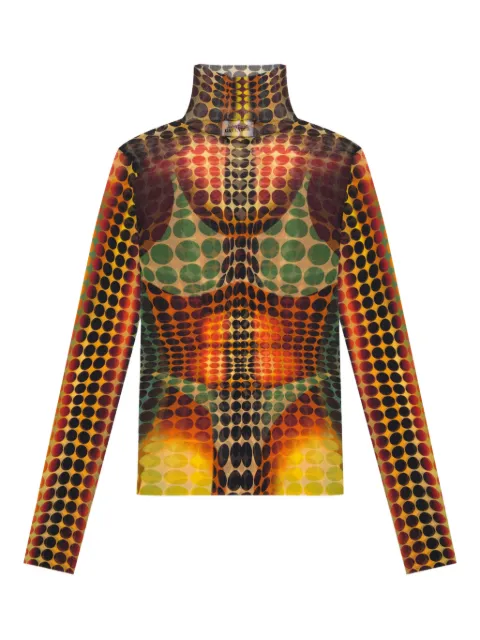 Jean Paul Gaultier long-sleeve dots mesh top Yellow WTO445M018P