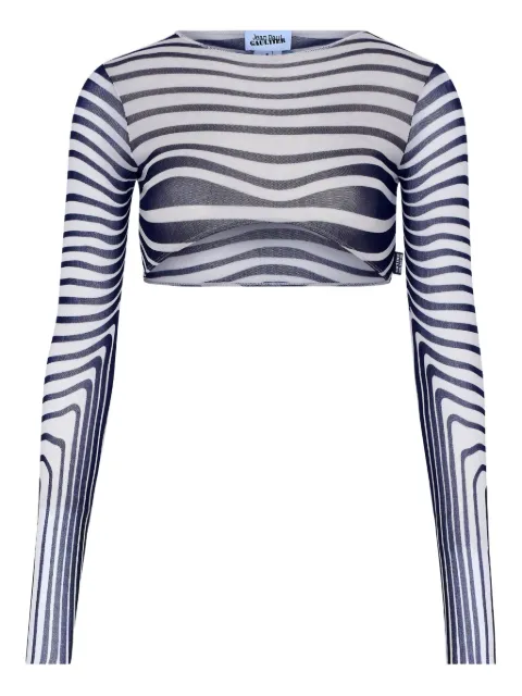 Jean Paul Gaultier long-sleeves morphing-stripes top White 2601WTO447M019P