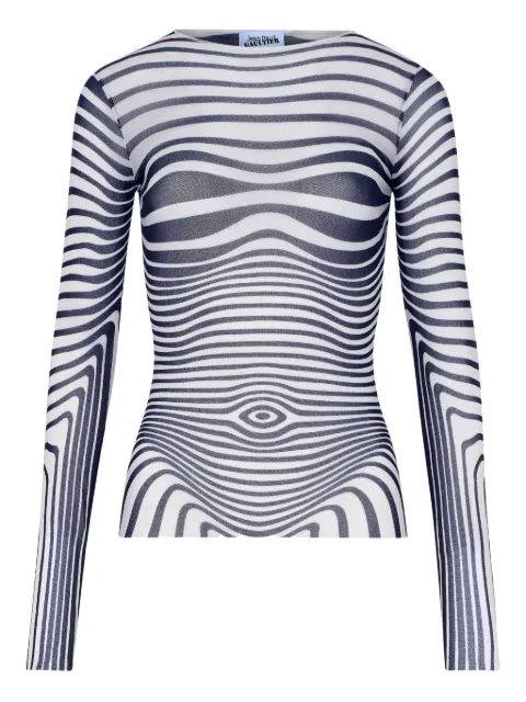 Jean Paul Gaultier long-sleeve morphing-stripes top White 2601WTO446M019P