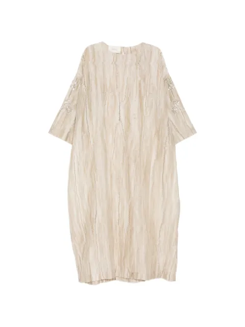 SHATHA ESSA floral embroidered dress Neutrals RD2612