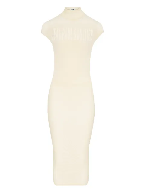 Jean Paul Gaultier logo midi dress Neutrals 2503WDR046M001