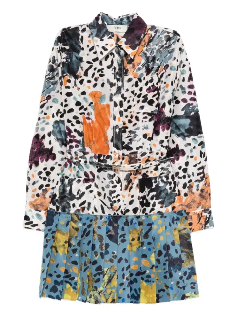 FENDI long-sleeve mini dress White FDD512AVJWF0HWA