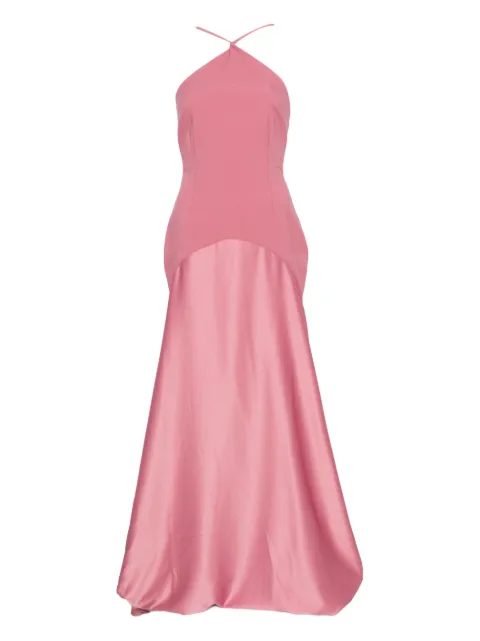 Solace London Florie halterneck panelled gown dress Pink OS46015