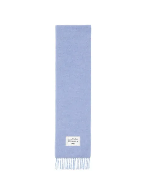 Acne Studios fringed logo scarf Blue CA0415