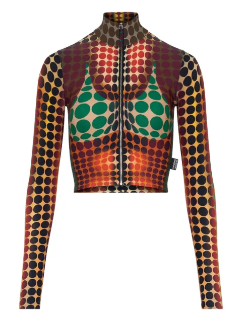 Jean Paul Gaultier high-neck zip-up top Brown 2601WTO443J042P