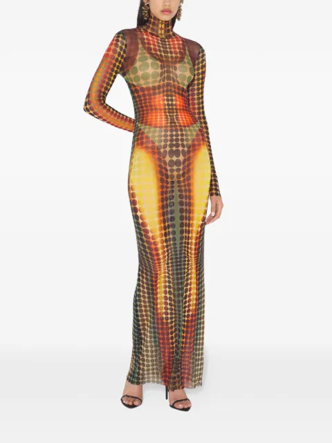 Jean Paul Gaultier high-neck dots maxi dress Brown DR131M018P155060