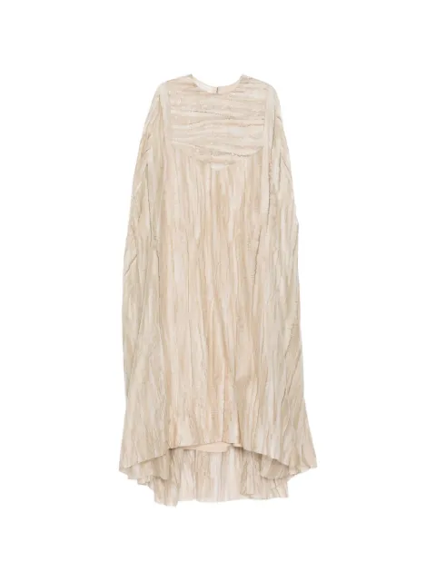 SHATHA ESSA embroidered crew neck caftan Neutrals RD2613