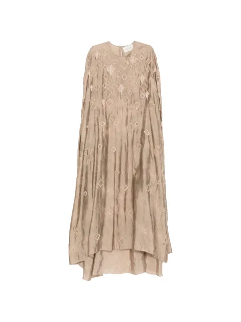 SHATHA ESSA embellished tassel cape dress Neutrals RD2614