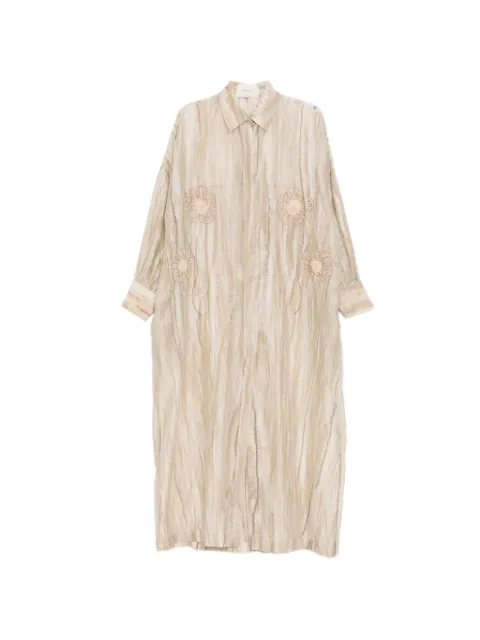 SHATHA ESSA floral embroidered shirt dress Neutrals RD2611