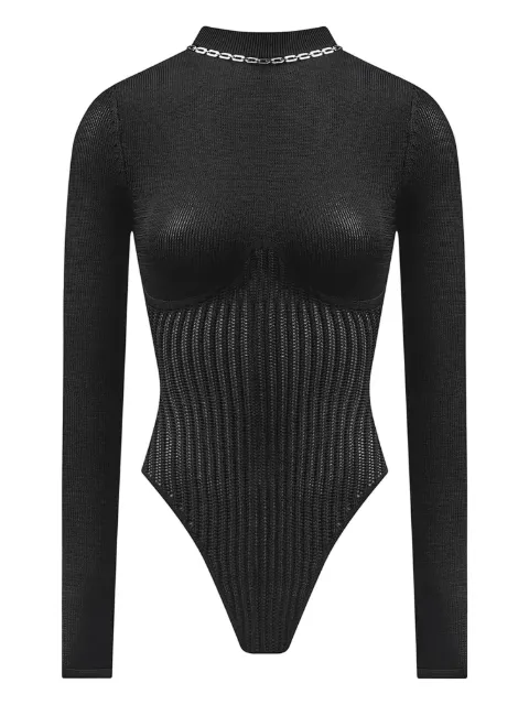Manière De Voir contour knit bodysuit with chain Black WMN3550