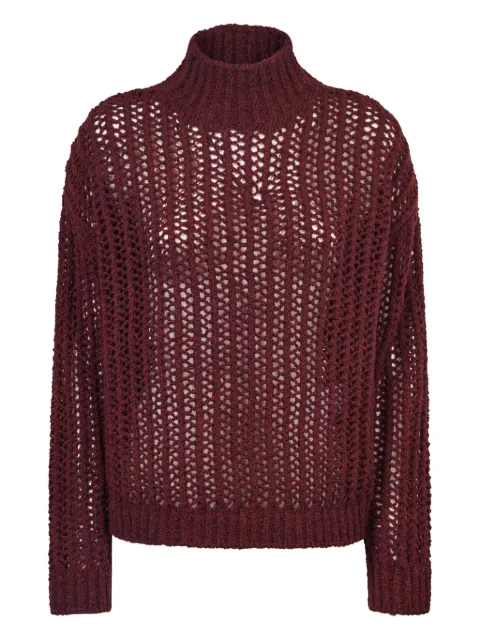 Max Mara open-knit high-neck sweater Red QUAGLIA002