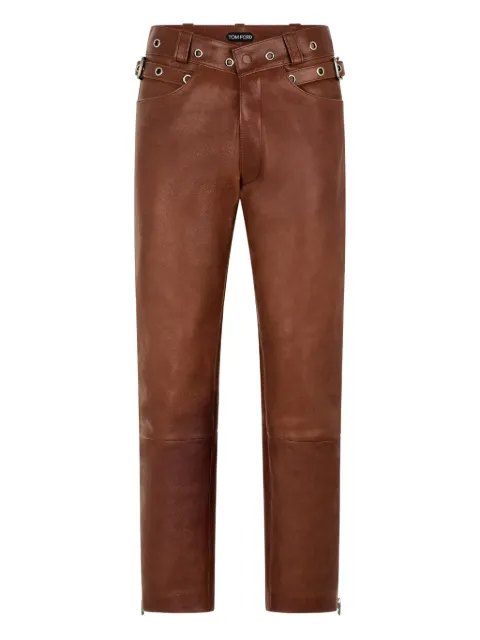 TOM FORD buckle leather trousers Brown LPR008LMG031