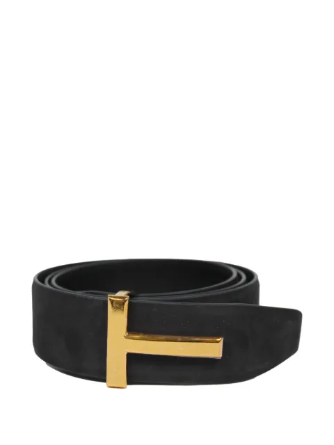 TOM FORD T-buckle leather belt Black TB178LCL504G