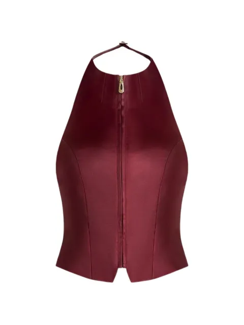 Manière De Voir Claudette satin halterneck backless top Red WMN4223