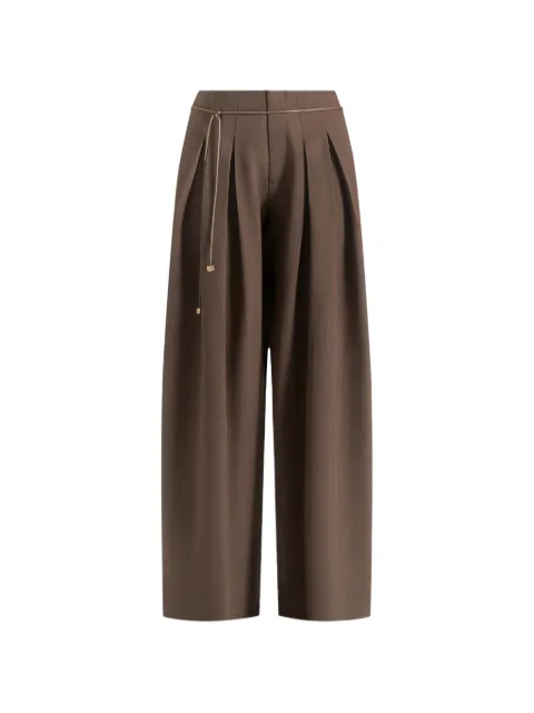 Manière De Voir Flora box pleat wide leg belted trousers Brown WMN4258