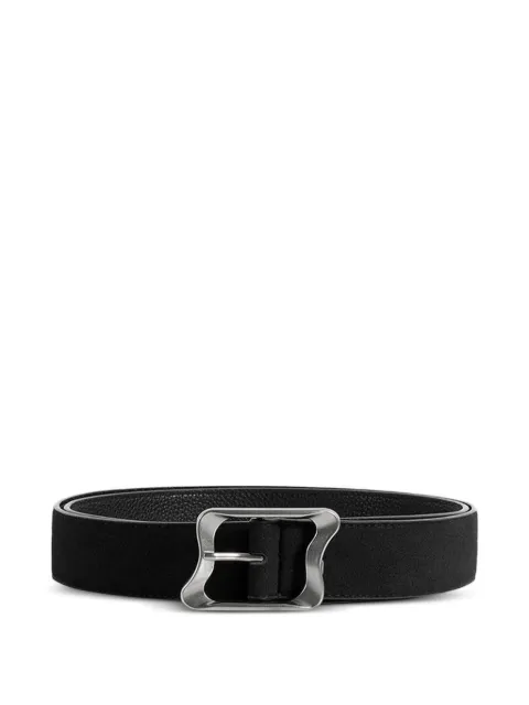 Manière De Voir Eleanor suede & leather statement buckle belt Black ACC1350