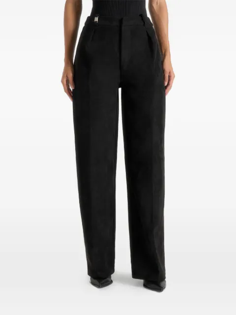 Manière De Voir Solene suede wide leg pleated trousers Black WMN4311