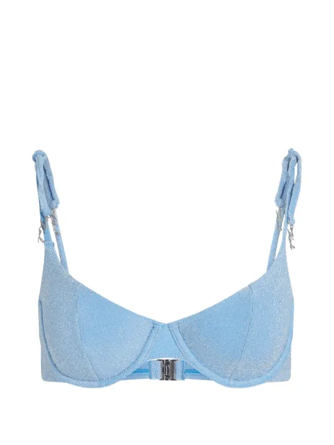Karl Lagerfeld Signature lurex underwire bikini top Blue B2W46001349