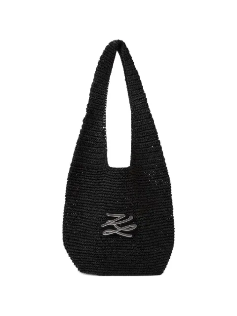 Karl Lagerfeld K/Autograph-patch crochet tote bag Black B1W46071999