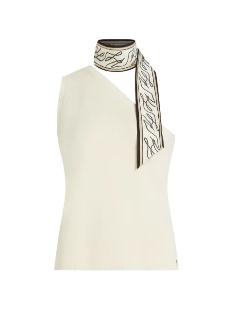 Karl Lagerfeld scarf print knit top Neutrals B2W18012B09